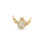 Angel Wings Crown Double Loop Pendant with Pave CZ Stones - 17×22mm 18K Gold Plated - Image 2