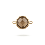 Peach Circle Crystal Connector - 15×22mm 18K Gold Plated