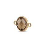 Peach Circle Crystal Connector - 15×22mm 18K Gold Plated - Image 2