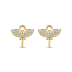 Leaves Peg Bail Charm with Clip and Pave CZ Stones - 9×10mm 18K Gold Plated