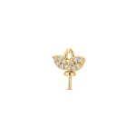 Leaves Peg Bail Charm with Clip and Pave CZ Stones - 9×10mm 18K Gold Plated - Image 2