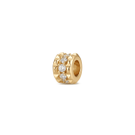 Textured Edges Large Hole Ring Spacer Bead with Pave CZ Stones - 5×7mm 18K Gold Plated
