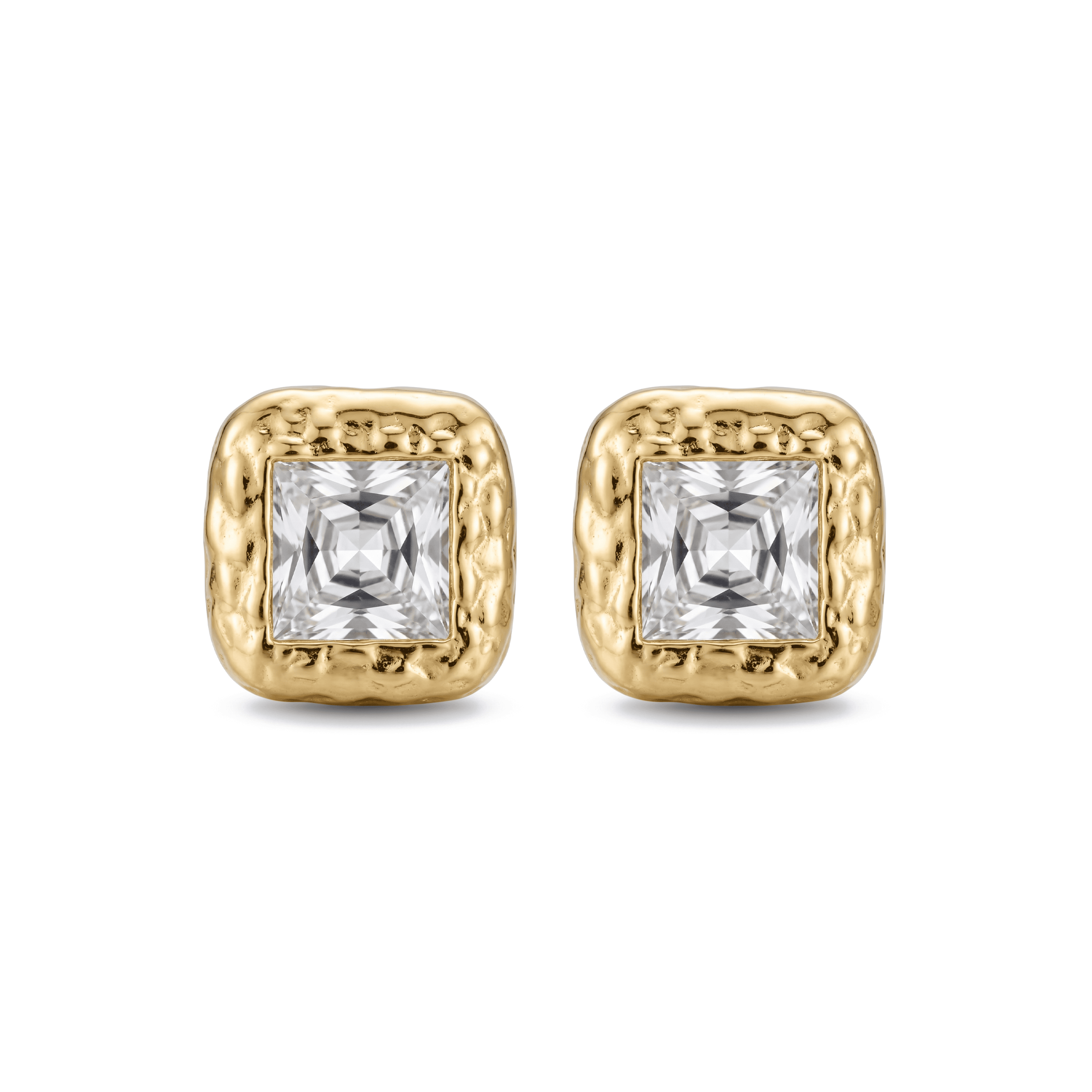 3226-1 White Crystal Square Bead - 8mm 18K Gold Plated - Image 1