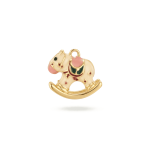 Baby Pink Rocking Horse Enamel Charm - 10×12mm 18K Gold Plated