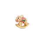 Baby Pink Rocking Horse Enamel Charm - 10×12mm 18K Gold Plated - Image 2
