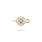 Charm Connector Link with White Crystal - 8×14mm 18K Gold Plated - Image 2