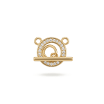 Ring Toggle Clasp with Pave CZ Stones - 12×19mm 18K Gold Plated - Image 2