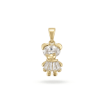 Cute Teddy Pendant with CZ Stones - 9×19mm 18K Gold Plated