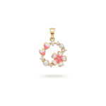 Pink,White Spring Flower Enamel Pendant with CZ Stones - 15×22mm 18K Gold Plated