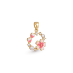 Pink,White Spring Flower Enamel Pendant with CZ Stones - 15×22mm 18K Gold Plated - Image 2