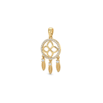 Monogram Catcher Pendant with  CZ Stones - 14×33mm 18K Gold Plated