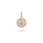 Large Circle White Crystal Pendant with CZ Stones - 15×24mm 18K Gold Plated