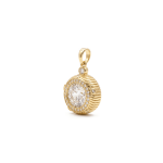 Large Circle White Crystal Pendant with CZ Stones - 15×24mm 18K Gold Plated - Image 2