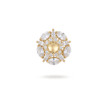 White Crystal Flower Brooch with CZ Stones - 18mm 18K Gold Plated