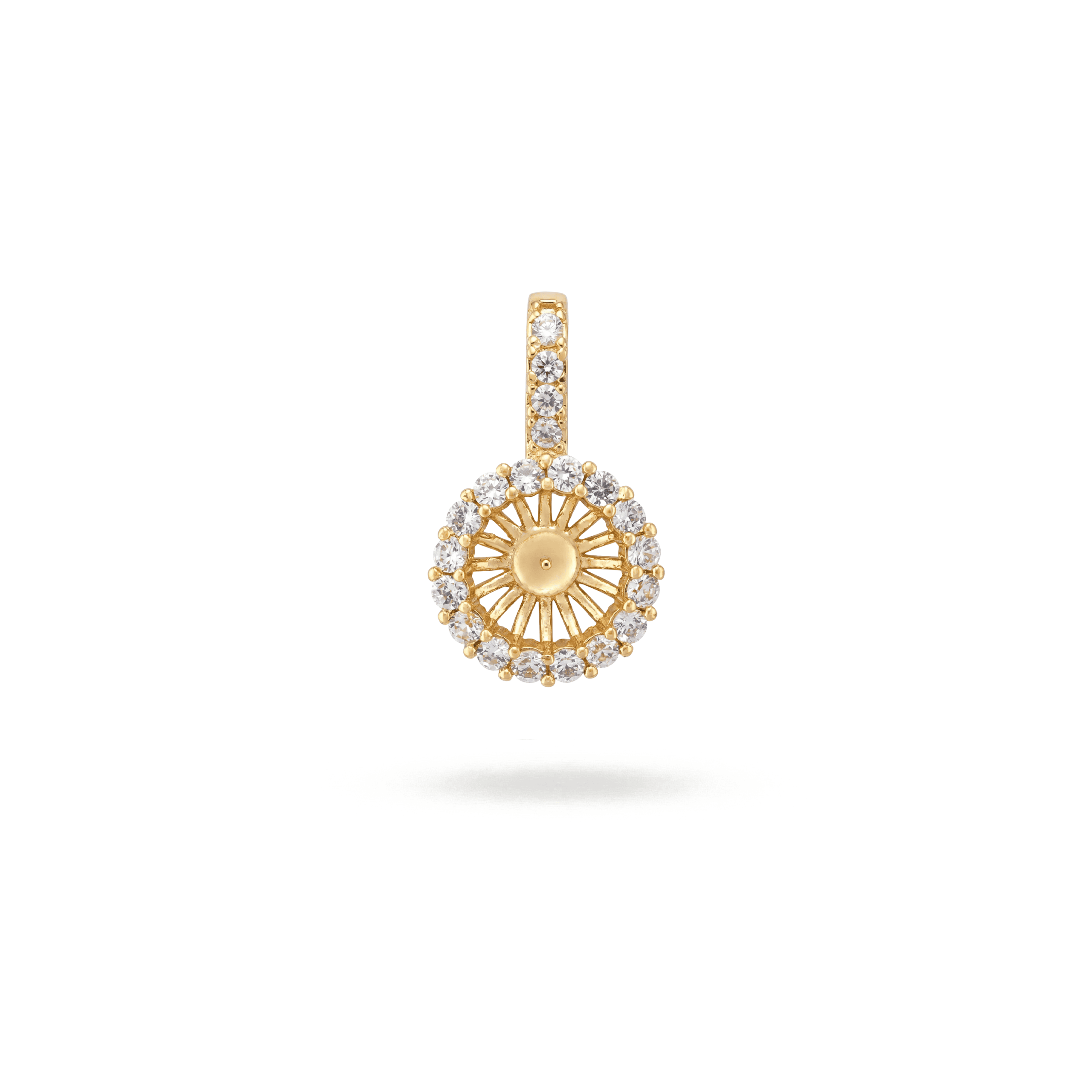 3273-1 Peg Bail Fold Over Pendant with CZ Stones - 12×23mm 18K Gold Plated - Image 1