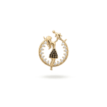 Mother and Baby Black Enamel Double Loop Pendant  - 18×23mm 18K Gold Plated