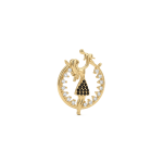 Mother and Baby Black Enamel Double Loop Pendant  - 18×23mm 18K Gold Plated - Image 2