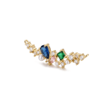 Decorative Link Duble Loop Pendant with Pave CZ Stones - 9×33mm 18K Gold Plated - Image 2