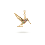 Kingfisher Pendant with Multicolor CZ Stones - 24×26mm 18K Gold Plated