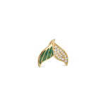 Blue vWhale Tail Pendant with Pave CZ Stones - 16mm 18K Gold Plated - Image 2