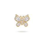 White Crystal Butterfly Double Loop Pendant with CZ Stones  - 16×19mm 18K Gold Plated