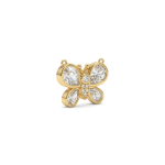 White Crystal Butterfly Double Loop Pendant with CZ Stones  - 16×19mm 18K Gold Plated - Image 2