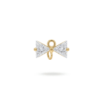 White Crystal Bow Connector Pendant - 8×12mm 18K Gold Plated