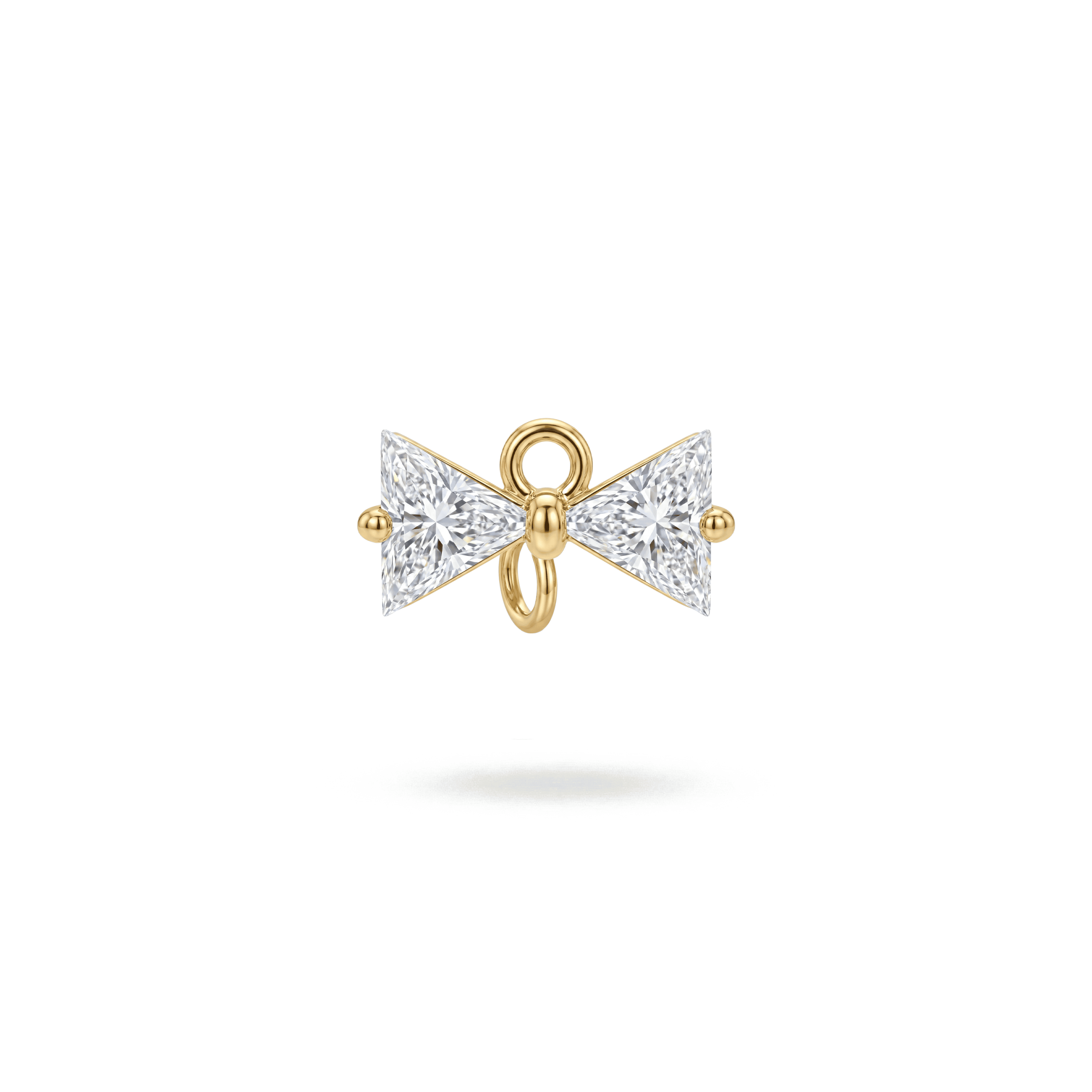 3282-1 White Crystal Bow Connector Pendant - 8×12mm 18K Gold Plated - Image 1