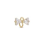 White Crystal Bow Connector Pendant - 8×12mm 18K Gold Plated - Image 2
