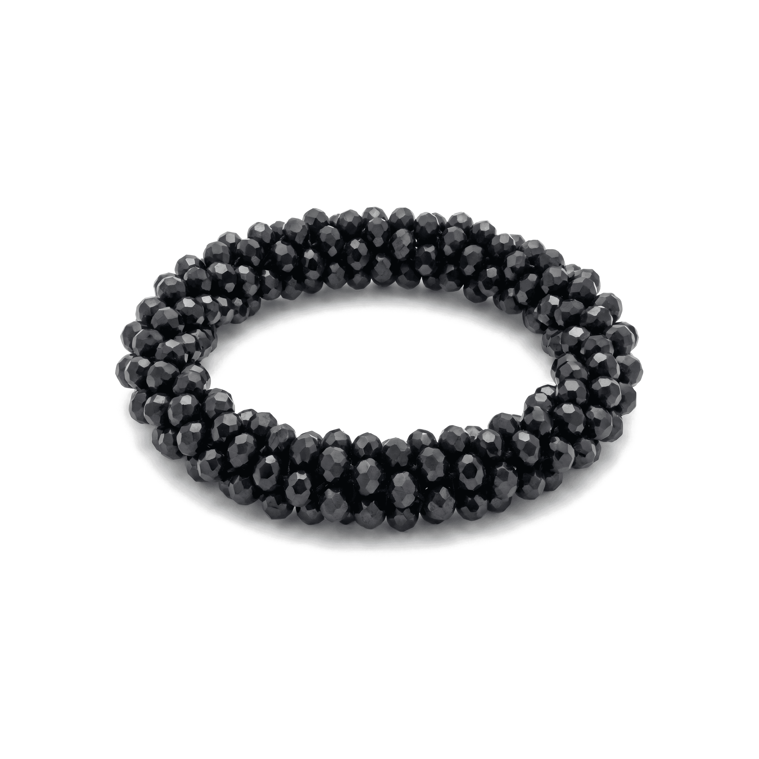 3164 Handmade Czech Crystal Stretch Bracelet - Black - Image 1