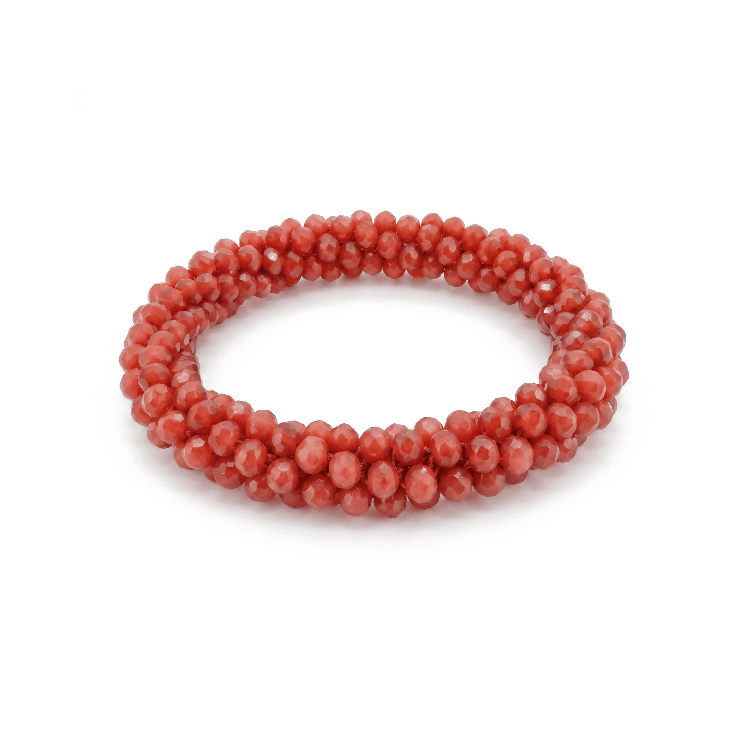 3167 Handmade Czech Crystal Stretch Bracelet - Red - Image 1