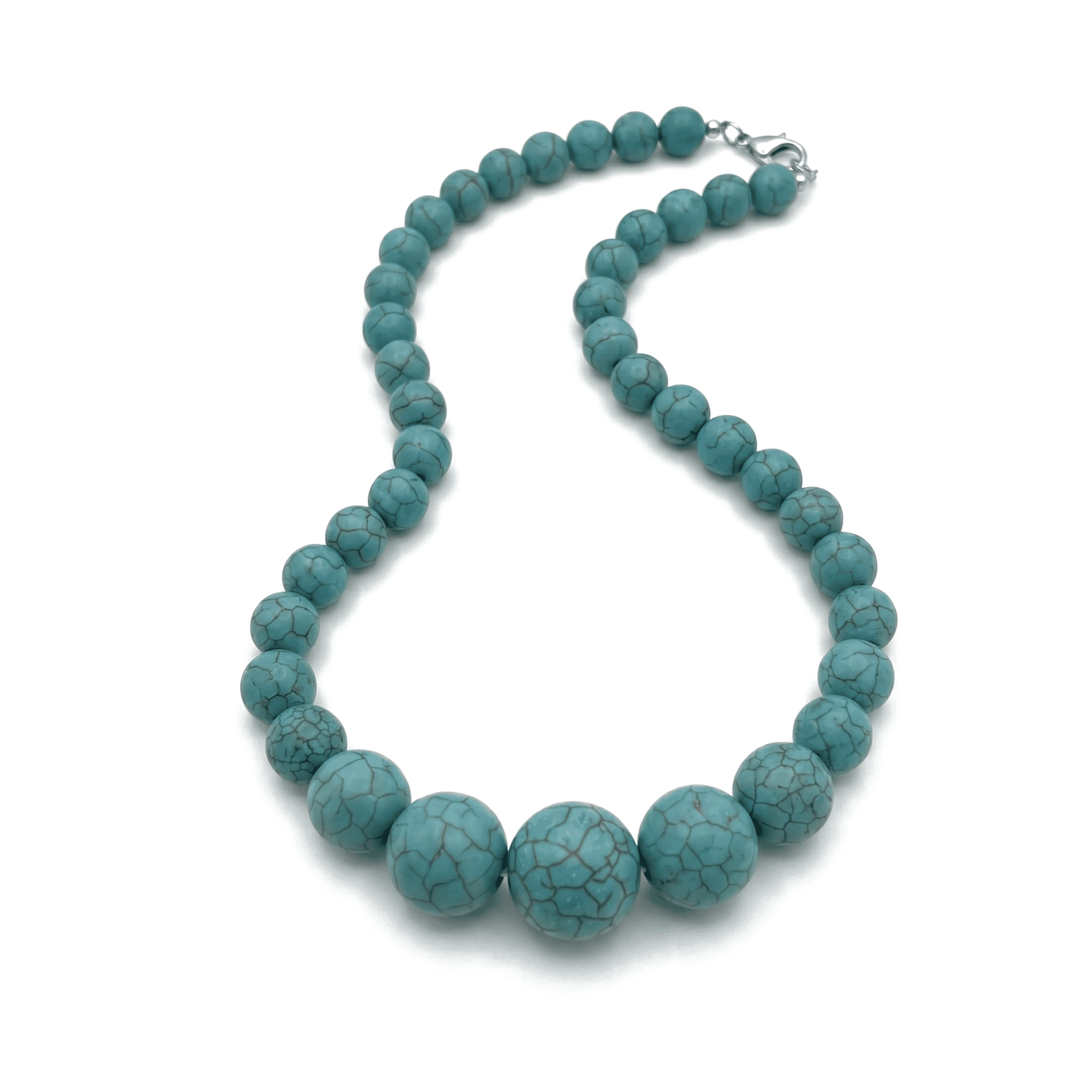 3172-2 Handmade Blue Turquoise Tibetan Conic Round Stone Necklace - Image 1