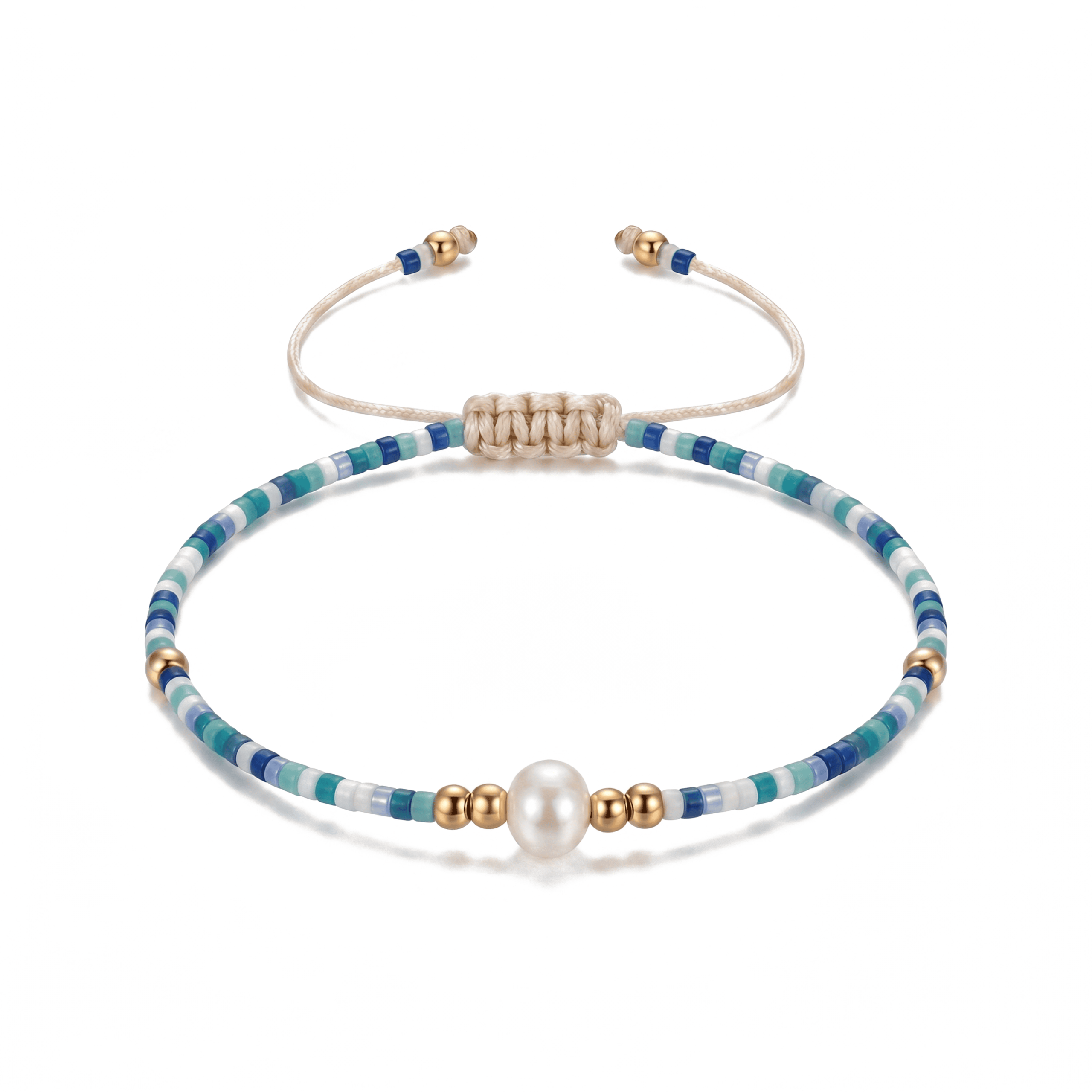 3193 Handmade Original Miyuki Glass Beads Adjustable Bracelet - Blue - Image 1